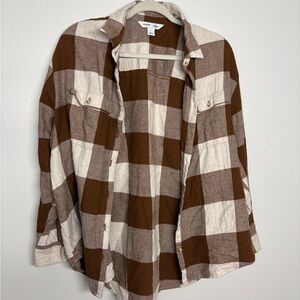 Old Navy Brown and Cream Plaid Shirt